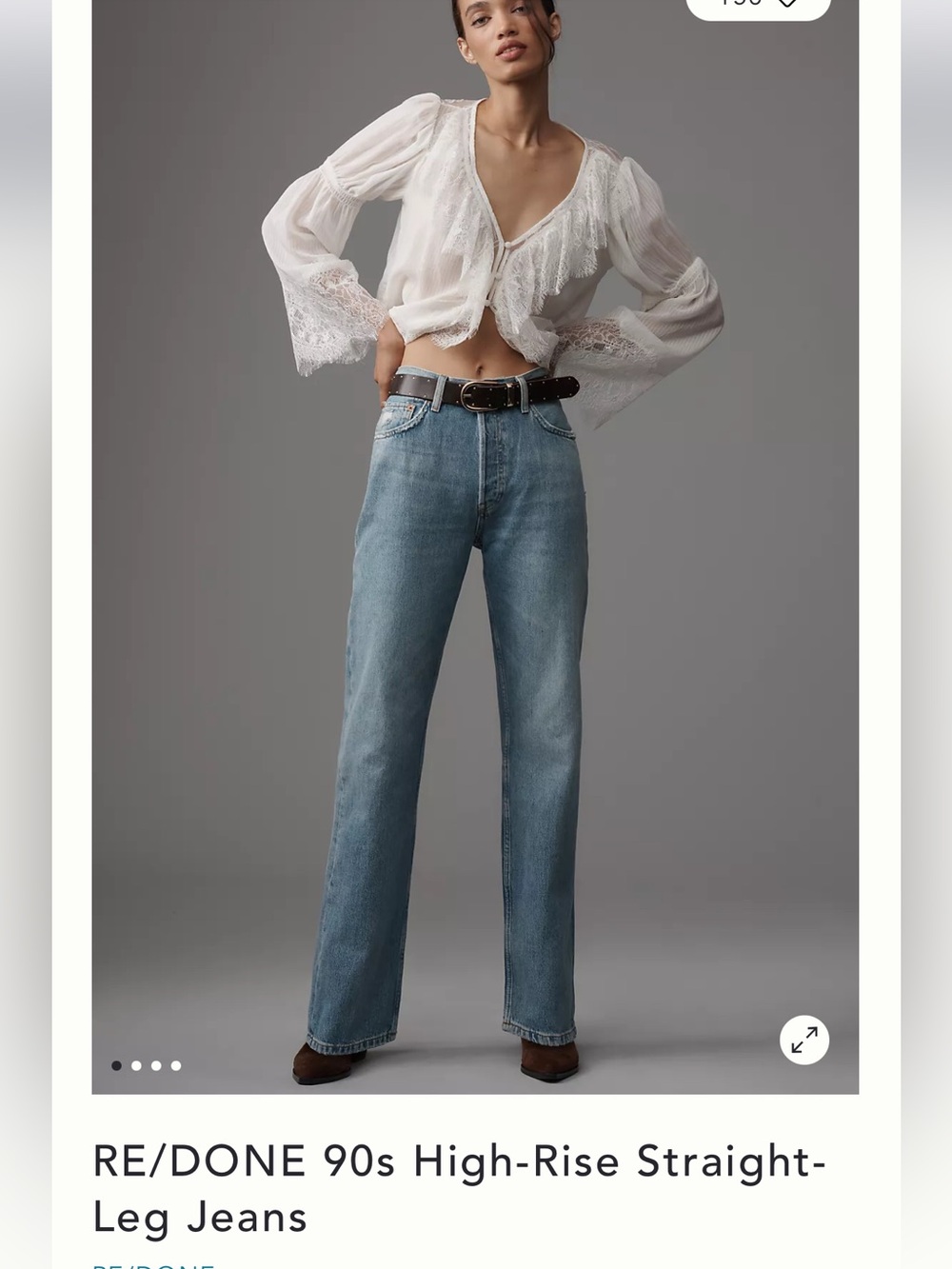 RE/DONE Sz 29 90s High Rise Medium Vain Raw Hem Straight Leg Jeans Orig $275